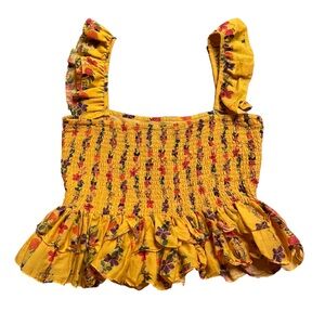 carolina k smocked floral crop top with removable straps